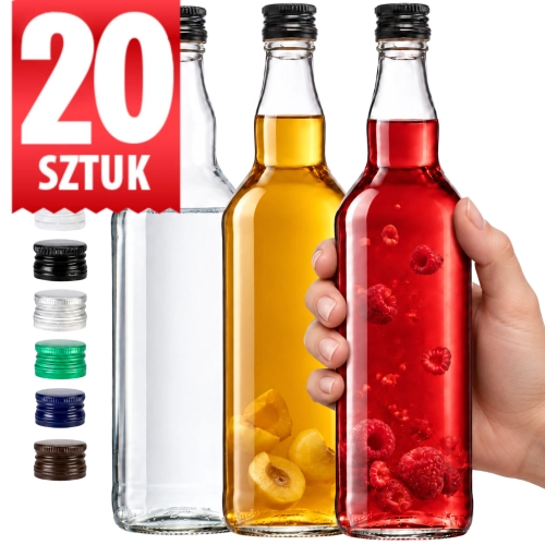 Butelka na wódkę bezbarwna Monopolowa 700 ml fi 28 zestaw 20 sztuk 