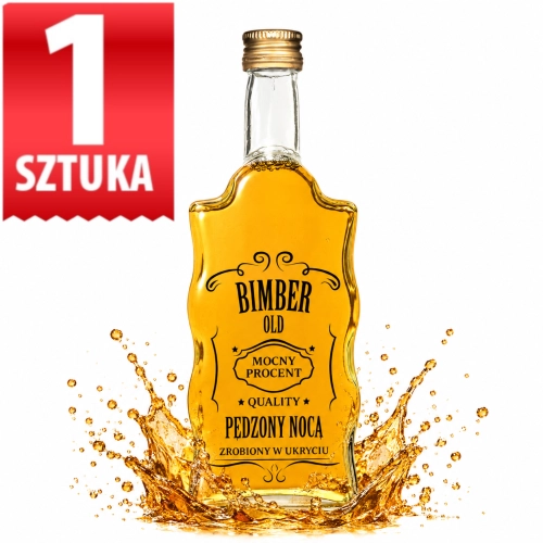 Butelka szklana Warta Fala na bimber, nalewki, wódkę 500ml nadruk pędzony nocą zakrętka 28/18  