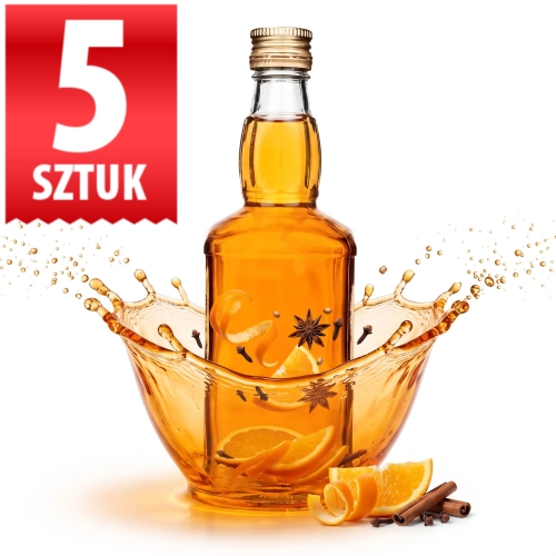 Zestaw 5 butelek szklanych Jack 500ml na whisky, koniak, bimber gwint fi 28 mm  
