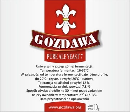 Drożdże piwowarskie Pure Ale Yeast 7 10 gramów
