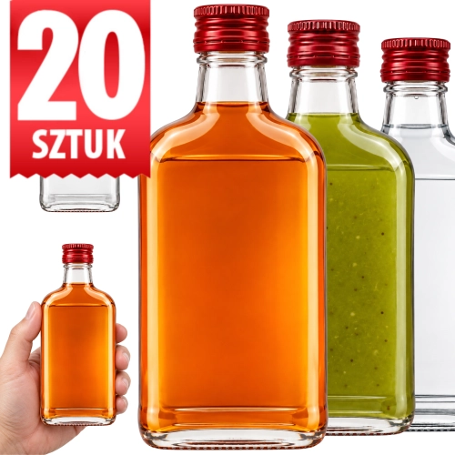 Butelka piersiówka Szafir szklana 200 ml  na bimber likier 20 sztuk