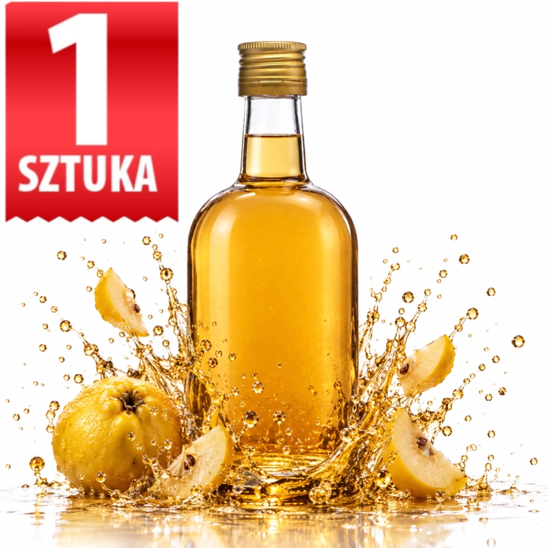 Szklana butelka Bruno 500 ml z grubego szkła ze złotą zakrętką fi 31,5 mm, z bursztynową nalewką wśród kłosów zboża