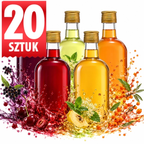 Butelka szklana Bruno 500 ml na nalewki, whisky, koniak — zestaw 20 szt, gwint fi 31,5 mm