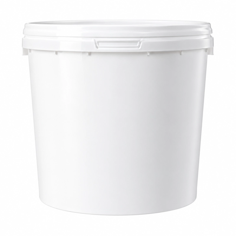 Białe wiadro plastikowe 5 l z pokrywką i rączką, z atestem spożywczym, do kiszenia kapusty i przechowywania miodu