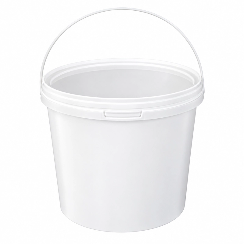 Wnętrze otwartego plastikowego wiadra 5 l z rączką, widok z góry, mieści około 4,5 kg kapusty do kiszenia