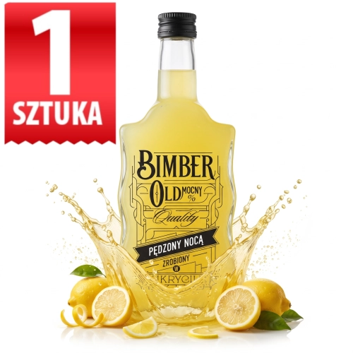 Butelka szklana Warta Fala na whisky, nalewki, wódkę 500ml nadruk vintage Bimber Old zakrętka 28/18 