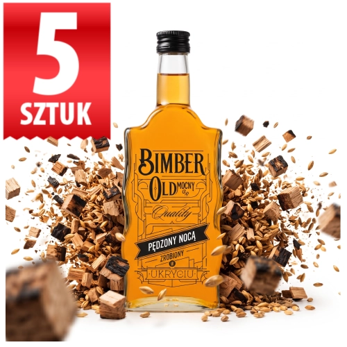 Butelki szklane Warta Fala na nalewki, whisky, wódkę 500ml nadruk vintage Bimber Old zakrętka 28/18 x5  