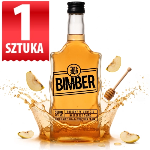 Butelka szklana Warta Fala na bimber, nalewki, wódkę 500ml nadruk Bimber receptura tajna zakrętka fi 28  