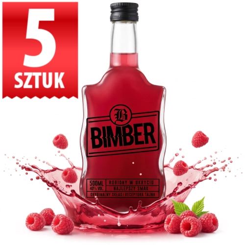 Butelki na bimber z nadrukiem Bimber oryginalny skład Warta Fala 500ml nalewki prezent zakrętka 28/18 x5  