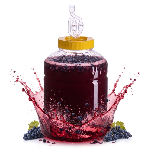 Słoik plastikowy 12L kwadratowy do fermentacji z wierconą pokrywą, rurką i korkiem