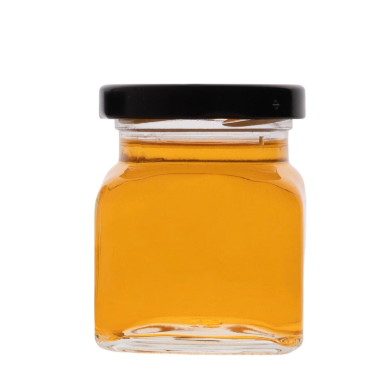 Słoiczek szklany Zeus 120 ml na miód porcjowany ok. 170 g, złota pokrywka twist off fi 53, szkło bezbarwne