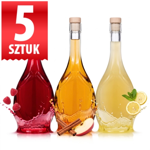Butelki szklane ozdobne na nalewki Icona 500 ml korek grzybek 5 szt 