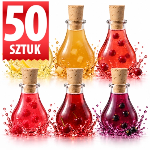 Buteleczki Tina 50 ml z korkiem lub bez na nalewki, prezent dla firm – 50 sztuk