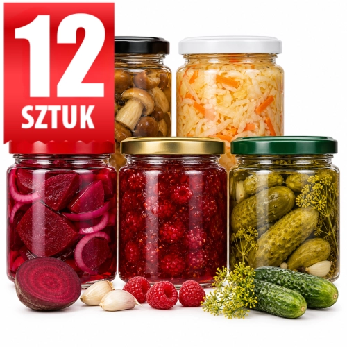 Słoiki szklane Simple do pasteryzacji 540 ml fi 82 z wieczkami lub bez — 12 szt