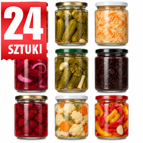 Słoiki szklane Simple do pasteryzacji 540 ml fi 82 z wieczkami lub bez — 24 szt