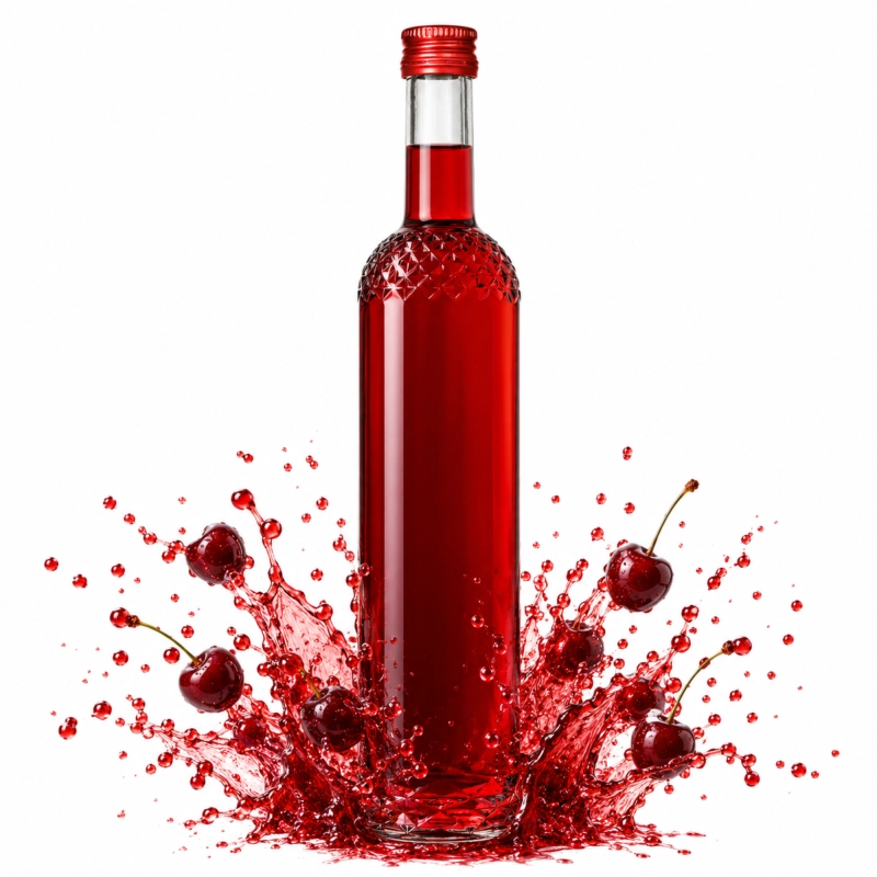 Przezroczysta szklana butelka Nargiz 500 ml z tłoczonym zdobieniem i nakrętką fi 28 do nalewek