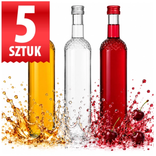 5x Butelka monopolowa Nargiz 500 ml | szklana, gwint fi 28 mm