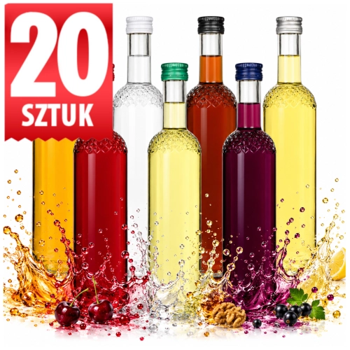 Butelka szklana Nargiz 500 ml — zestaw 20 sztuk na nalewki i bimber