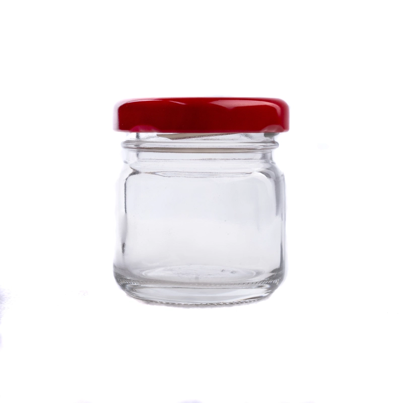 Słoiczek ze szkła Regalo 40 ml z czerwonym wieczkiem fi 43, pojedyncza sztuka z opakowania zbiorczego 50