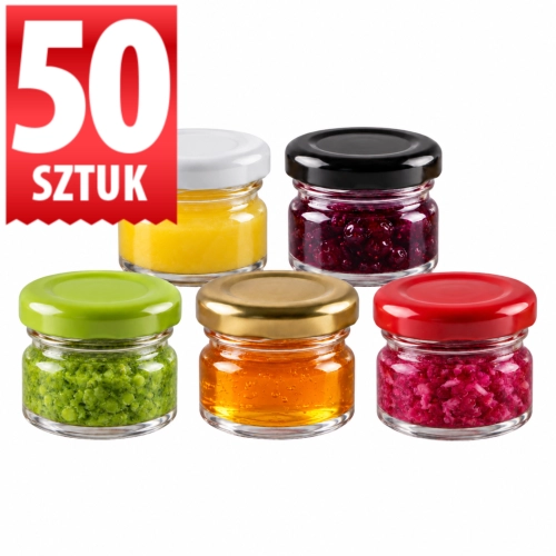 Słoiczki szklane Regalo 30 ml na miód na komunię i ślub twist-off fi 43 — 50 szt