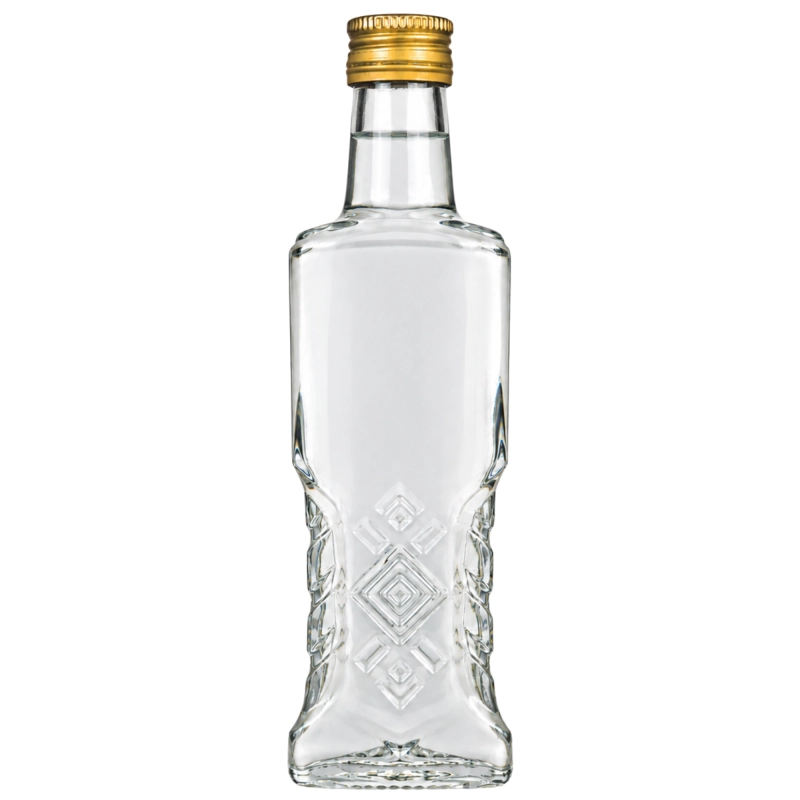 Butelka ozdobna Warszawa 200 ml bez zawartości, gładka ścianka na etykietę pasieki, gwint 28 mm, karton 50