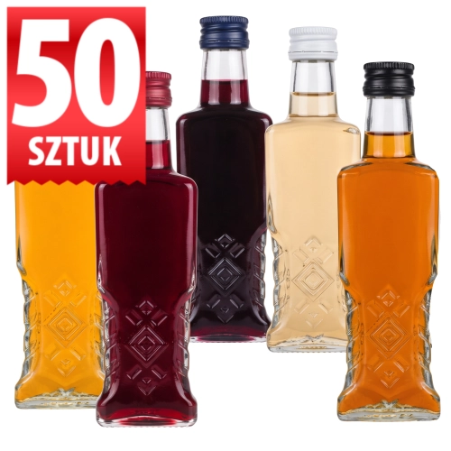 Butelka Warszawa 200 ml zdobiona, hurtowo – zestaw 50 szt, fi 28