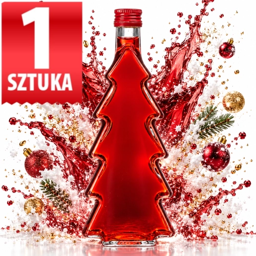 Butelka na prezent świąteczny Choinka 500 ml, gładkie grube szkło, gwint fi 28 mm 