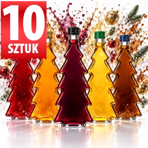 Butelki na nalewki na święta Choinka 500 ml zestaw 10 sztuk 
