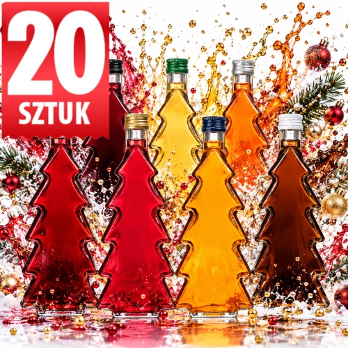 Butelki na nalewki na święta Choinka 500 ml zestaw 20 sztuk  