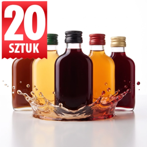 Zestaw 20 szt. Piersiówka Onyks 90 ml na nalewki, zakrętki 28/18 