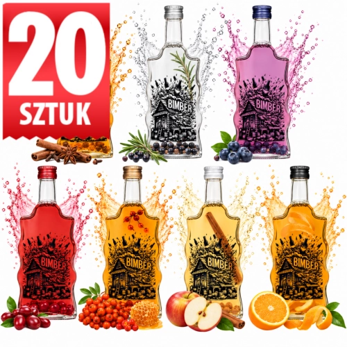 Butelki Warta Fala 500 ml z nadrukiem Stara Bimbrownia na bimber, nalewki, fi 28/18 x20  