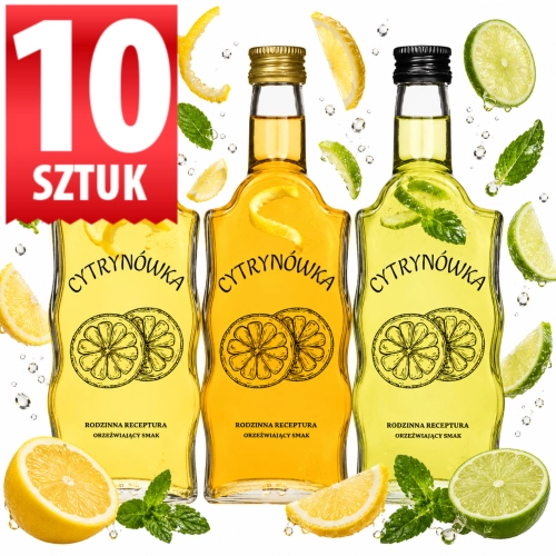 Butelki szklane Warta Fala na nalewki, cytrynówkę 500ml nadruk Cytrynówka zakrętka 28/18 x10  
