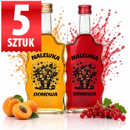 Butelki ozdobne na nalewki Warta Fala 500 ml nadruk Nalewka Domowa, fi 28 x5  