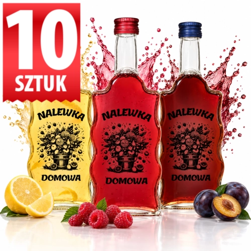 Butelki ozdobne na nalewki Warta Fala 500 ml nadruk Nalewka Domowa, fi 28 x10  