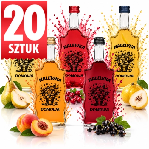 Butelki ozdobne na nalewki Warta Fala 500 ml nadruk Nalewka Domowa, fi 28 x20  