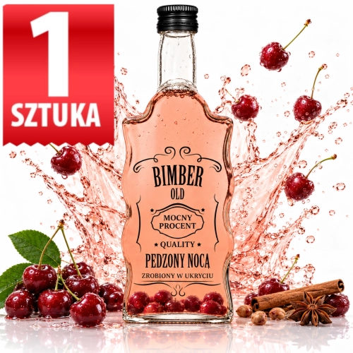 Butelka szklana Warta Fala na bimber, nalewki, wódkę 500ml nadruk pędzony nocą zakrętka 28/18  