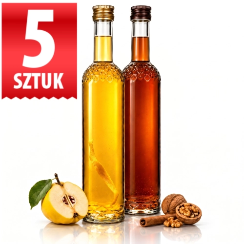Butelki monopolowe Nargiz 500 ml ozdobne na nalewki i prezenty, zakrętka 28/18 x5  