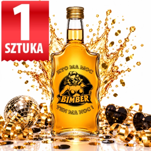 Butelka z nadrukiem 500 ml Warta Fala Kto ma moc, ten ma noc! na nalewki i prezent, fi 28